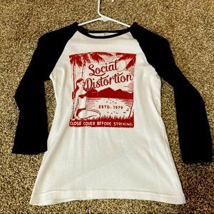 Rare Social Distortion raglan 3/4th sleeve shirt size medium
